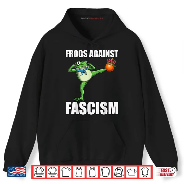 Hoodie Frogs Against Fascism No Kings in Portland Frog Protest Shirt