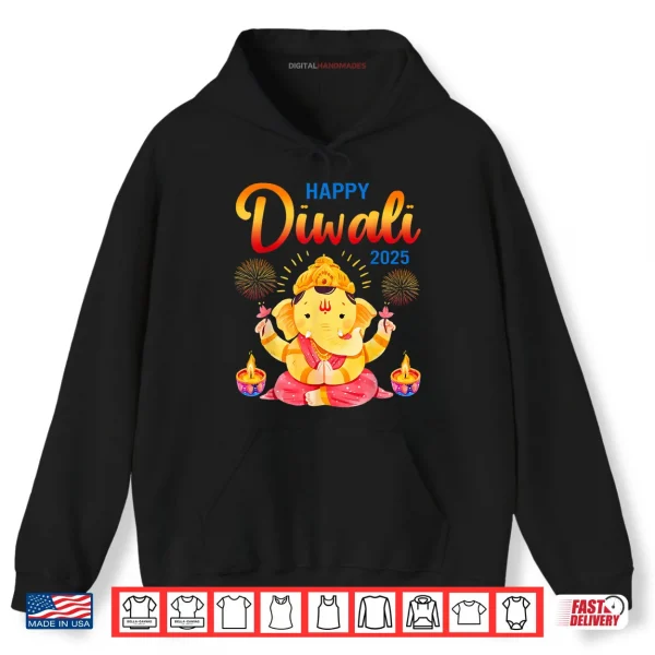 Happy Diwali 2025 Elephant Lamp Rangoli Diya Indian Family Shirt 2 Hoodie Happy Diwali 2025 Elephant Lamp Rangoli Diya Indian Family Shirt