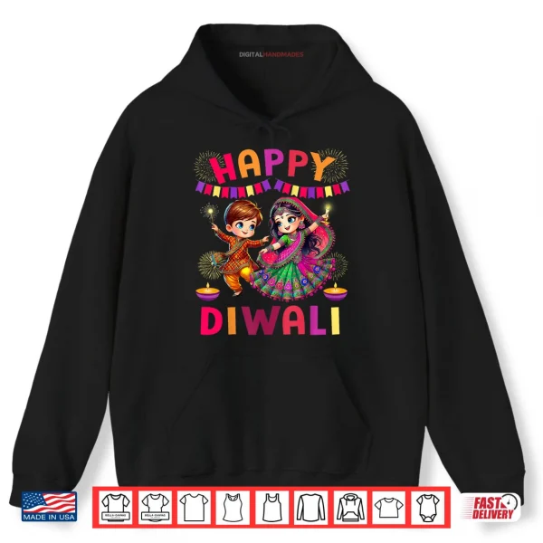 Hoodie Happy Diwali Festival Lights Matching Indian Family Couples Shirt