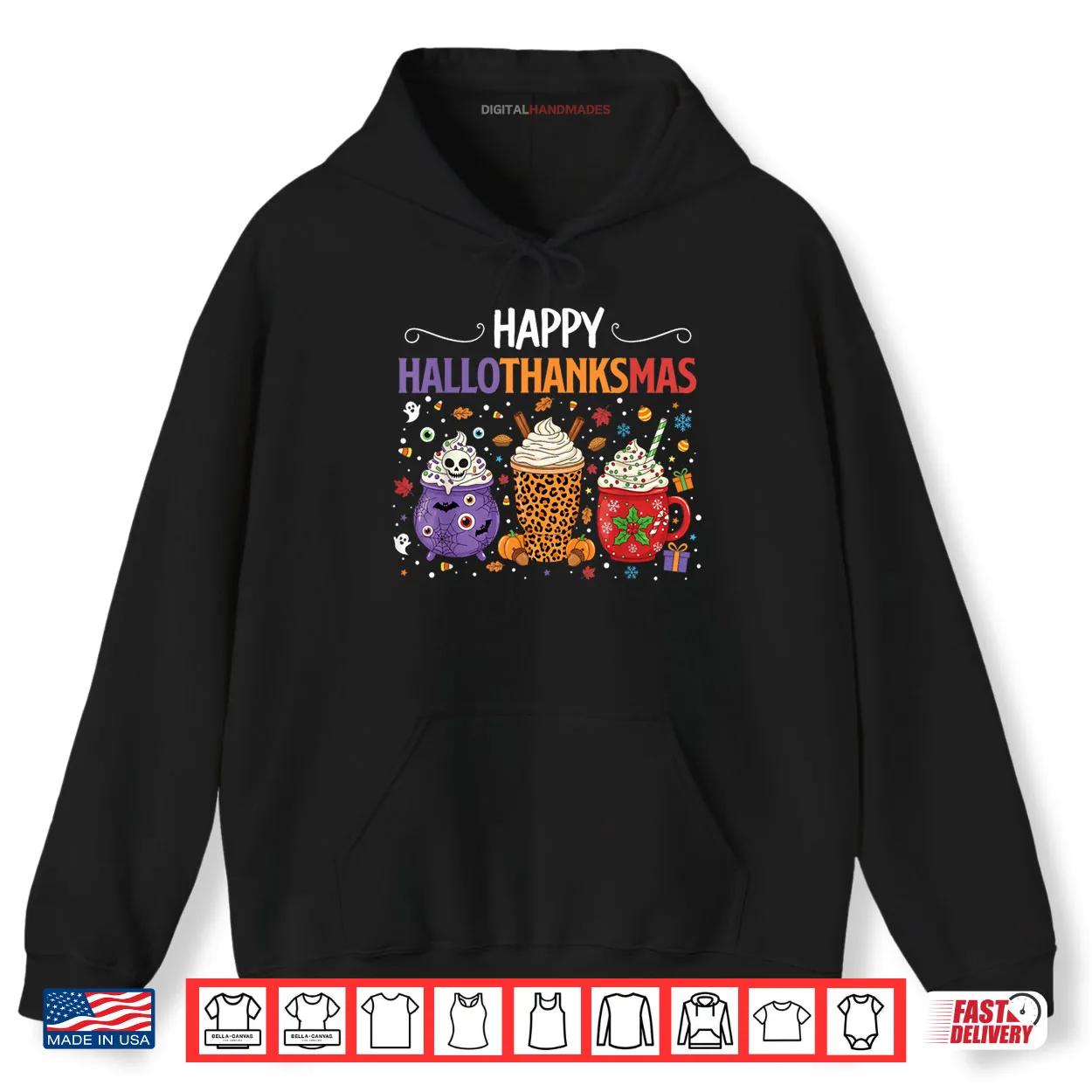 Happy Hallothanksmas Halloween Thanksgiving Christmas Drinks Shirt Happy Hallothanksmas Halloween Thanksgiving Christmas Drinks Shirt