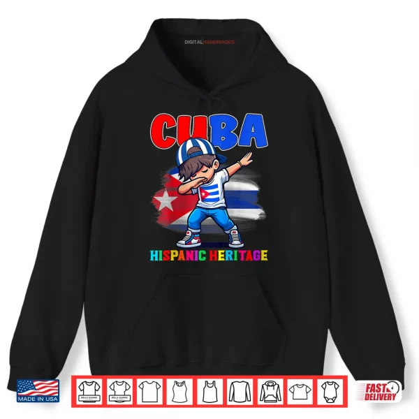 Hoodie Hispanic Heritage Month Cuban Flag Cuba Dabbing Shirt