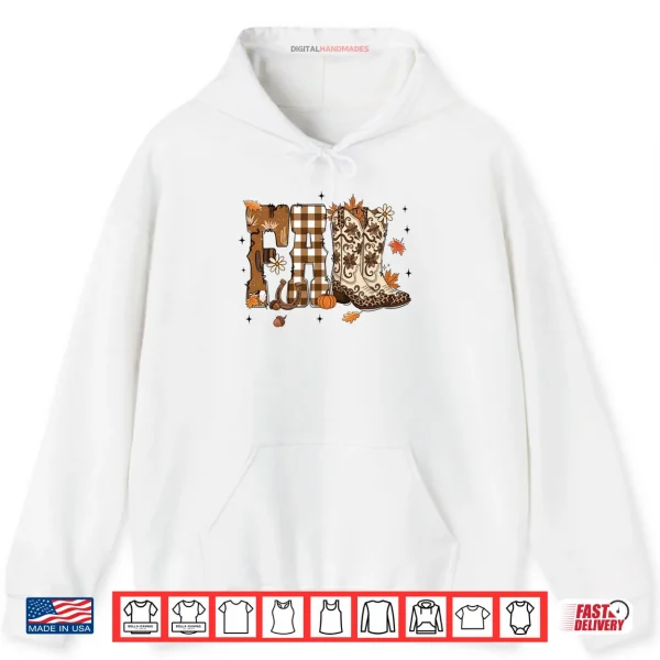 Hoodie Howdy Fall Country Western Cowboy Boots Thanksgiving Autumn Shirt