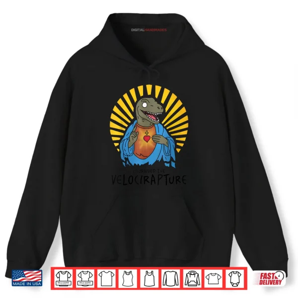 Hoodie I Survived The Velocirapture Raptor Jesus Shirt
