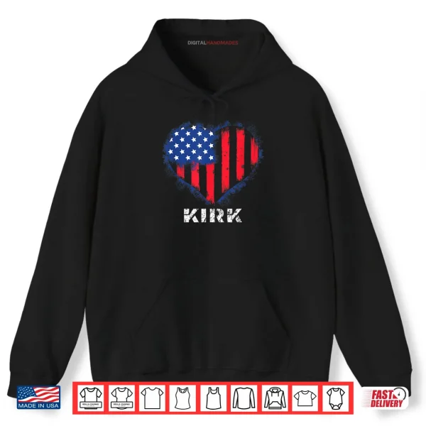 Hoodie Kirk USA Flag Heart Shirt