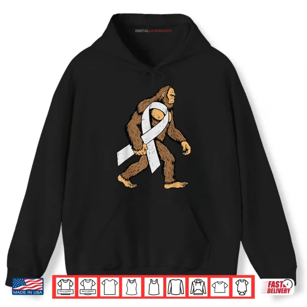 Lung Cancer Awareness Bigfoot White Ribbon Support Shirt 2 Hoodie Lung Cancer Awareness Bigfoot White Ribbon Support Shirt