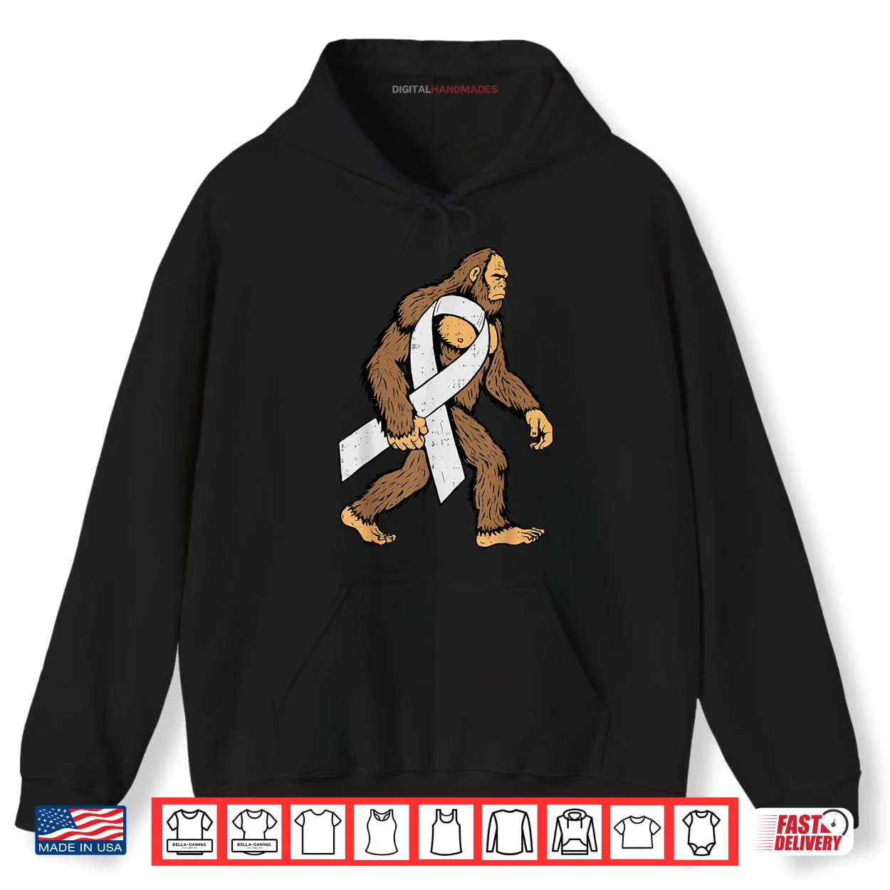 Lung Cancer Awareness Bigfoot White Ribbon Support Shirt Lung Cancer Awareness Bigfoot White Ribbon Support Shirt