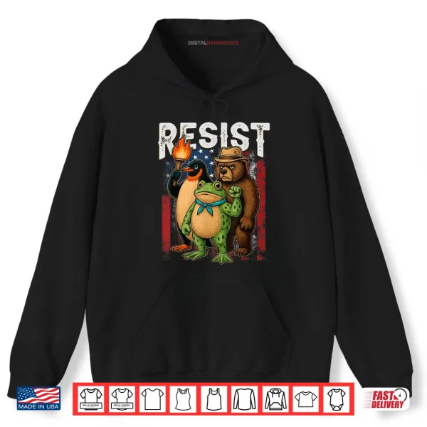 Hoodie Penguin Frog Bear Resist Protest Against Tariffs Shirt