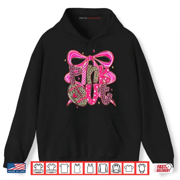 Hoodie Pink Out Breast Cancer Football Coquette Bow Shirt