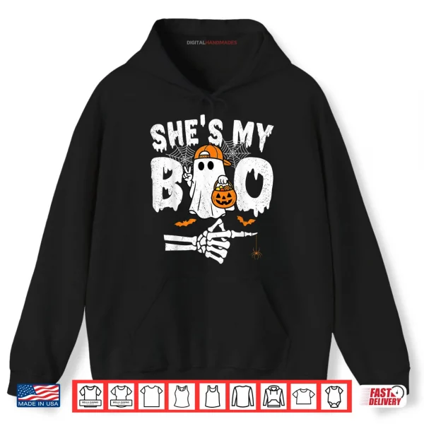 Hoodie Shes My Boo Matching Couple Halloween Shirt