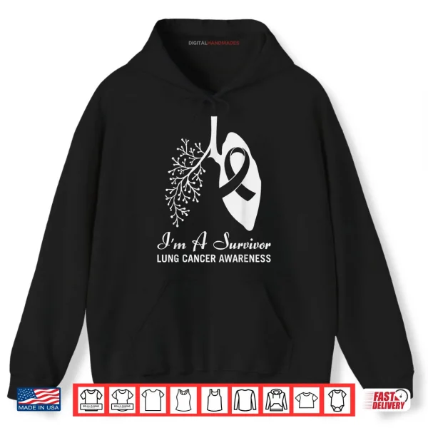 Hoodie Survivor Lung Cancer Month Awareness White Ribbon Support Shirt