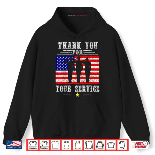 Hoodie Thank You for Your Service Patriotic Veterans Day Shirt