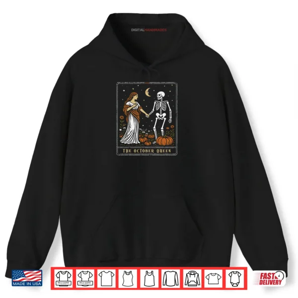 Hoodie The October Queen Tarot Card Halloween Spooky Season Shirt