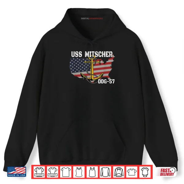 Hoodie USS Mitscher DDG 57 Destroyer Veteran Day Father Grandpa Dad Shirt