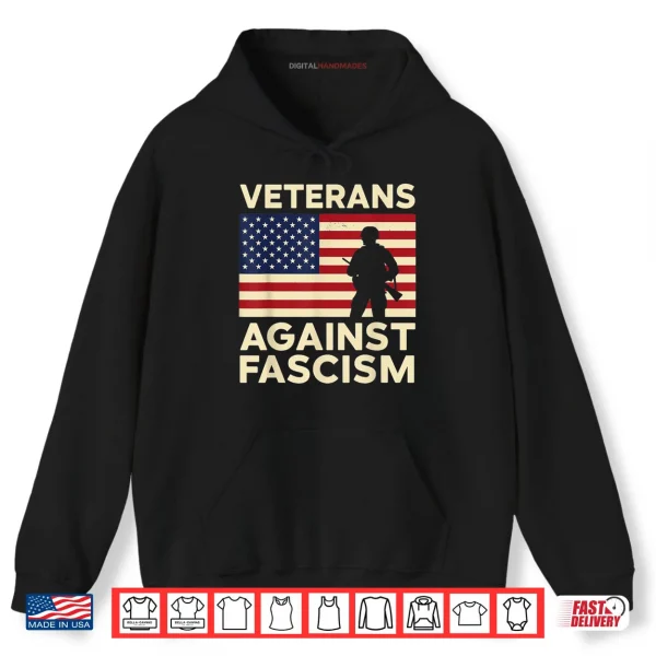 Hoodie Veterans Against Fascism Vintage US Army Patriotic Soldier Shirt