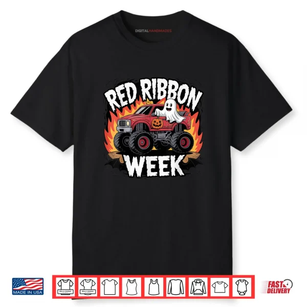 Kids Red Ribbon Week Awareness Monster Truck Shirt