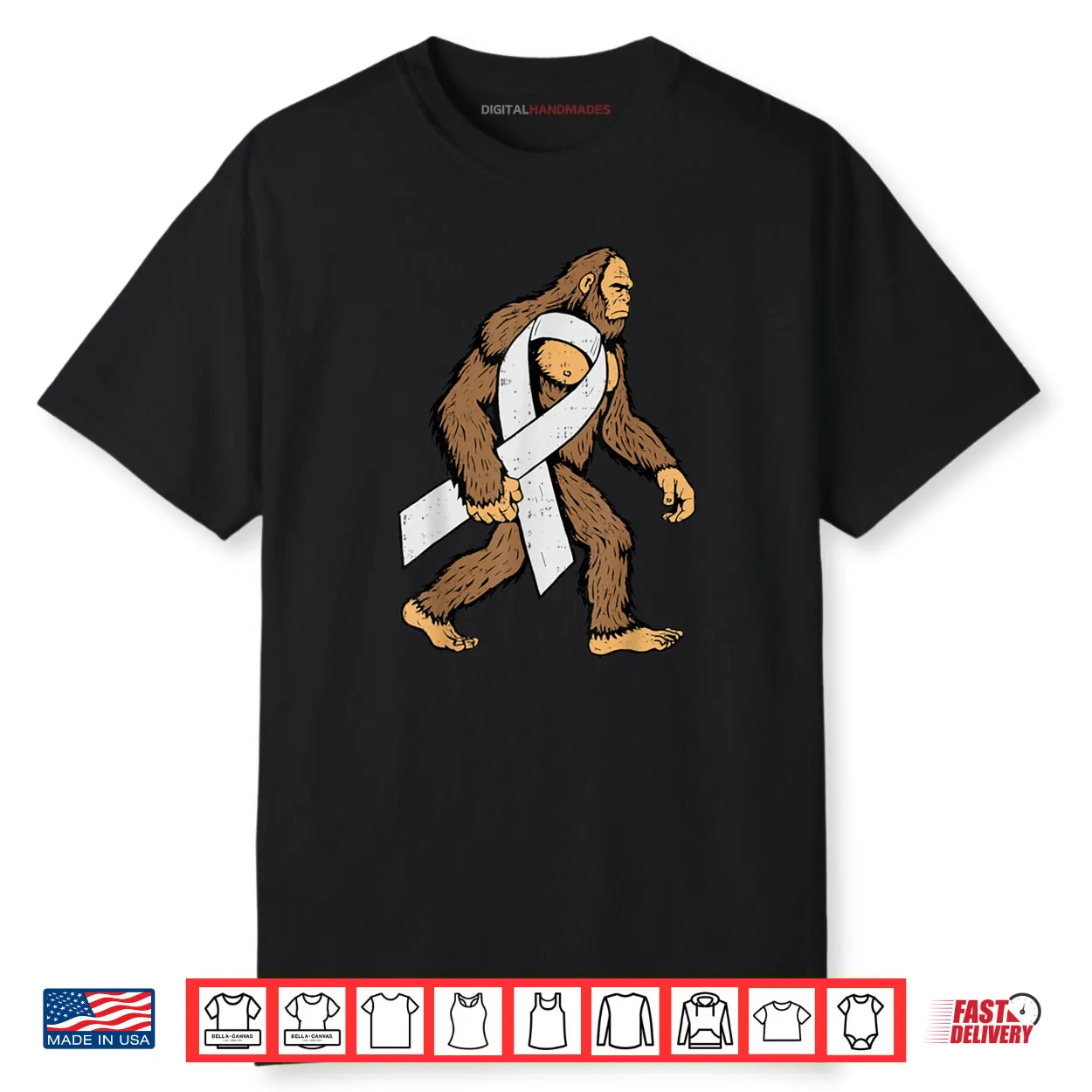 Lung Cancer Awareness Bigfoot White Ribbon Support Shirt Lung Cancer Awareness Bigfoot White Ribbon Support Shirt