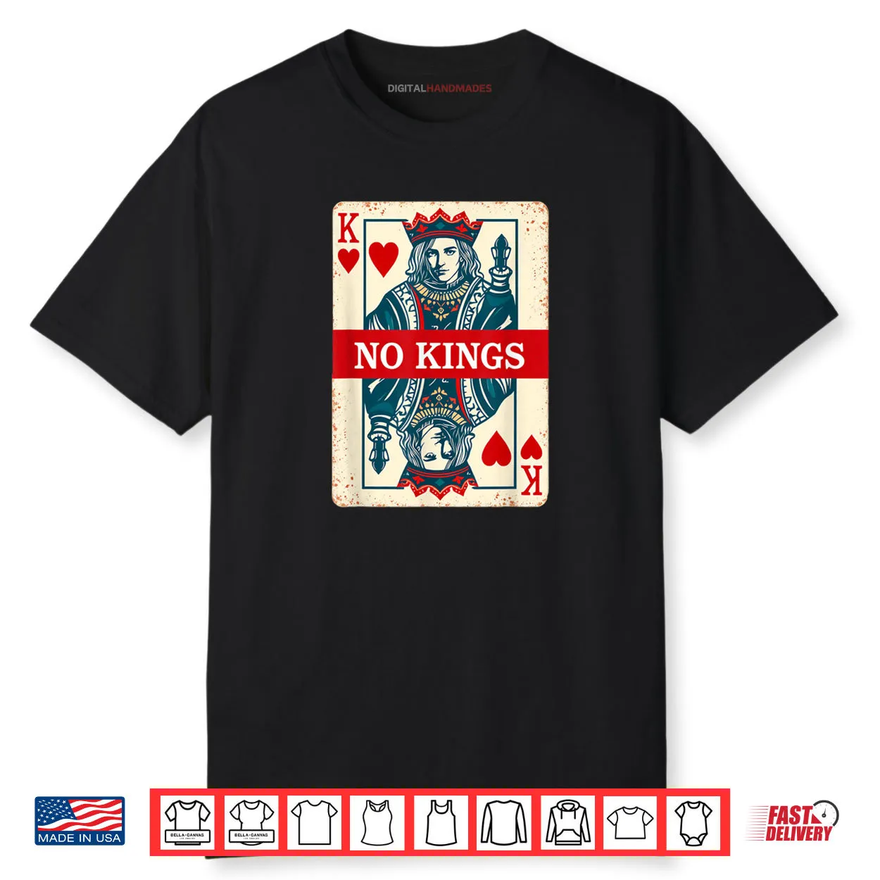 No Kings Playing Card Statement Shirt No Kings Playing Card Statement Shirt