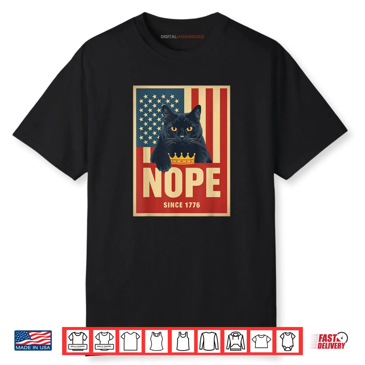 No Kings in America Cat Nope 1776 Shirt No Kings in America Cat Nope 1776 Shirt
