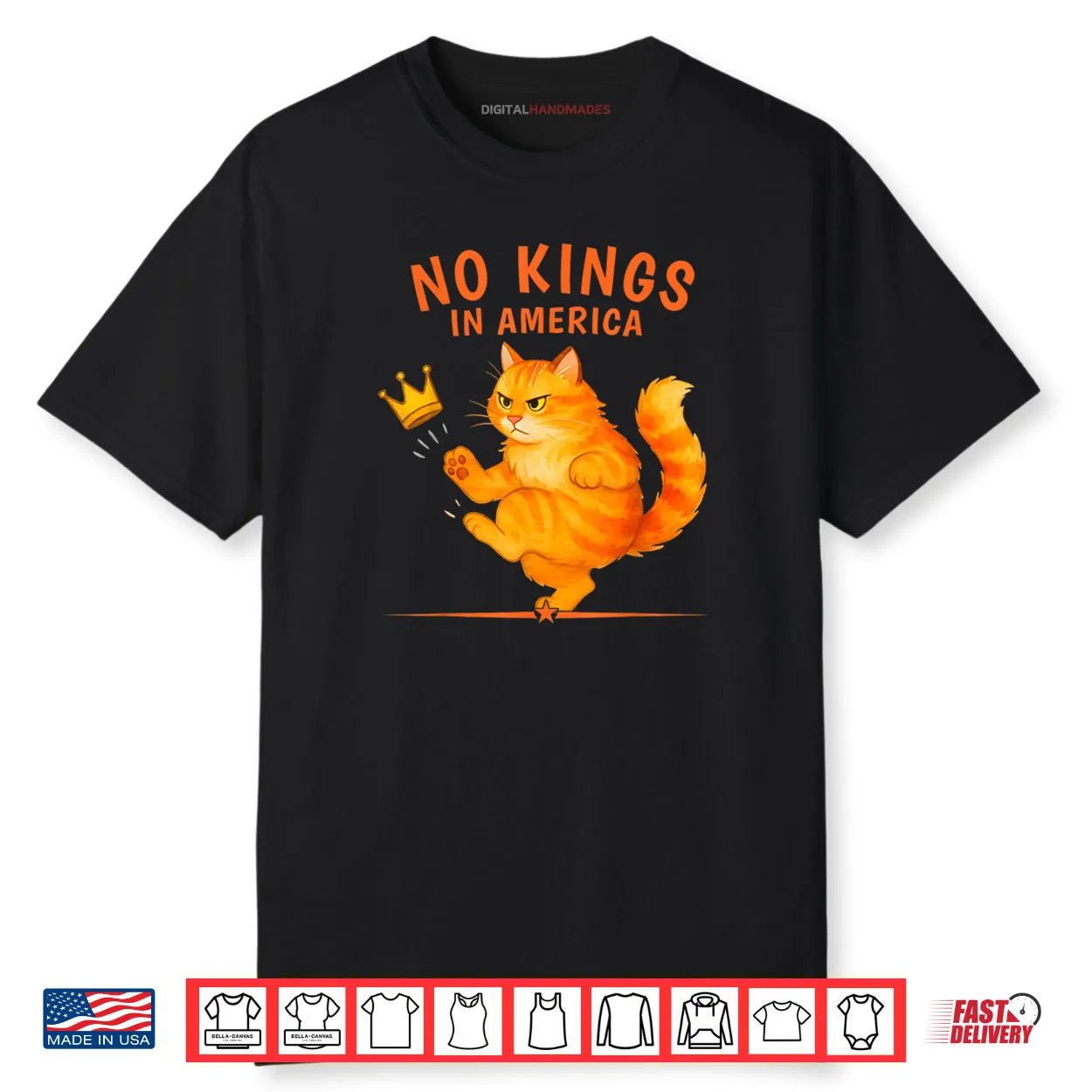 No Kings in America Patriotic Political Cat Shirt No Kings in America Patriotic Political Cat Shirt