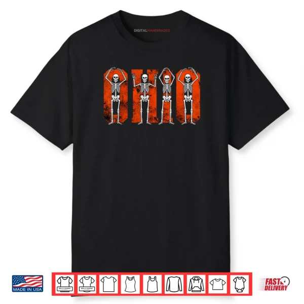 O H I O State Funny Skeletons Ohio Halloween Team Shirt