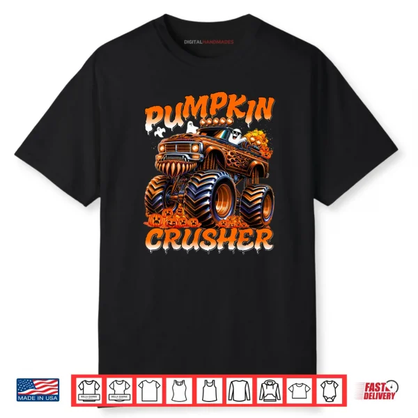 Pumpkin Crusher Monster Truck Ghosts Halloween Shirt