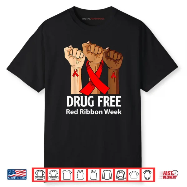 Red Ribbon Week Say No to Drugs Hands Drug Free Anti Drug Shirt