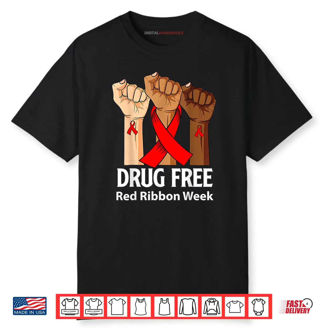 Red Ribbon Week Say No to Drugs Hands Drug Free Anti Drug Shirt Red Ribbon Week Say No to Drugs Hands Drug Free Anti Drug Shirt