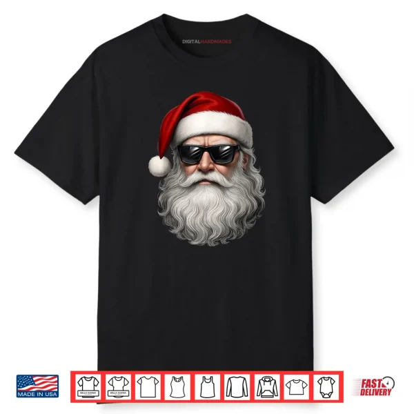Santa Face Retro Sunglasses Funny Christmas Pajama Shirt