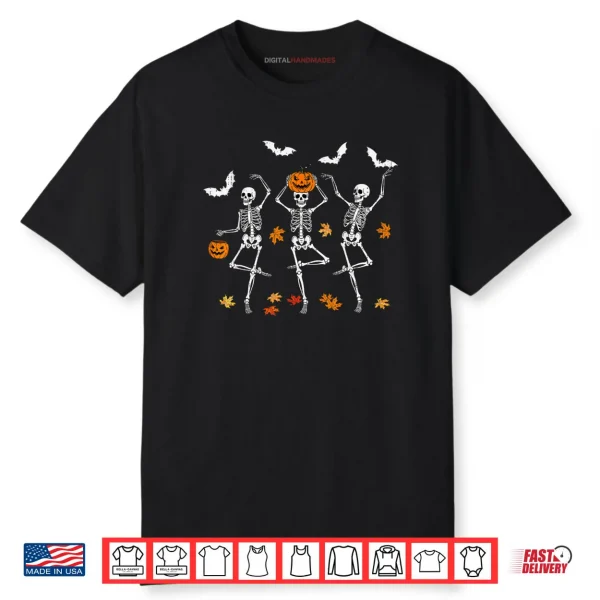 Skeleton Spooky Dancing Fall Halloween Thanksgiving Dance Shirt