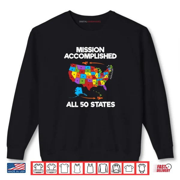 Sweatshirt 50 States of America Adventure Map Road Trip Travelers Shirt