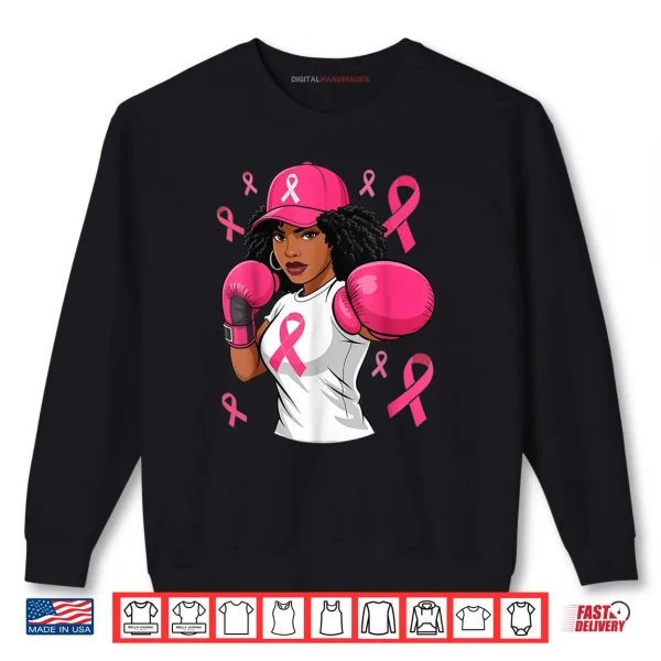 Sweatshirt Black African American Breast Cancer Afro Pink Ribbon Shirt