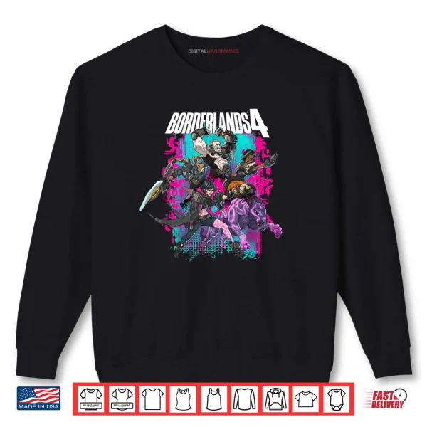 Sweatshirt Borderlands 4 Colorful Heroes Collage Graffiti Video Game Shirt