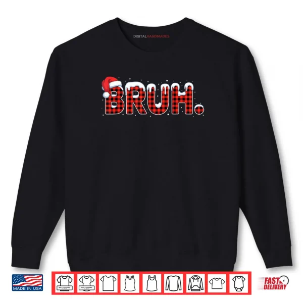 Sweatshirt Bruh Christmas Plaid Teens Boys Kids Xmas Pajamas Shirt