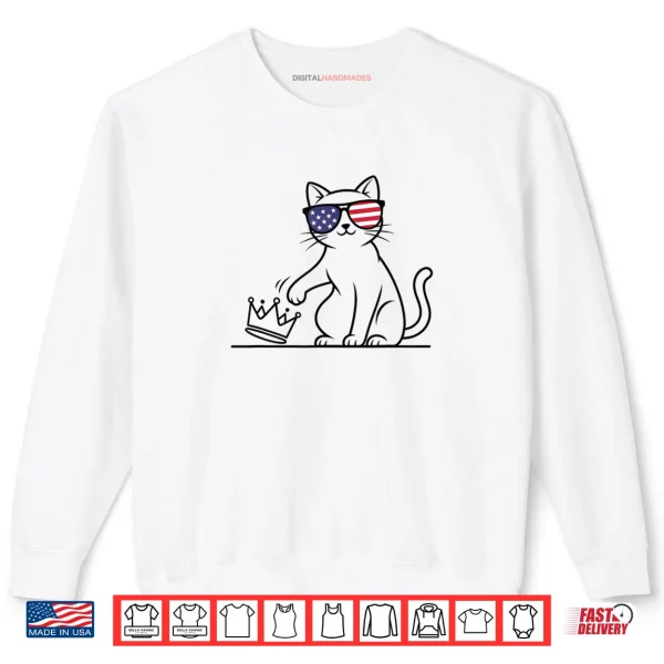 Sweatshirt Cat No Kings in America Patriotic Cat Lady Democracy Shirt