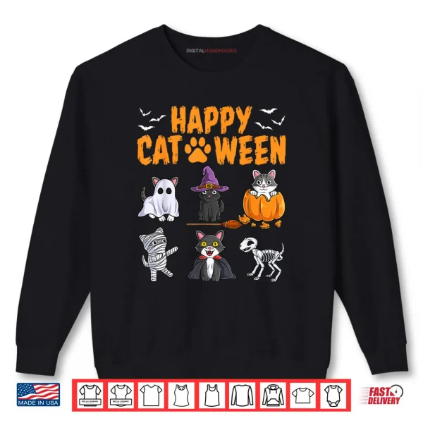 Sweatshirt Cats Halloween Spooky Holiday Cute Kitten Cat Halloween Shirt