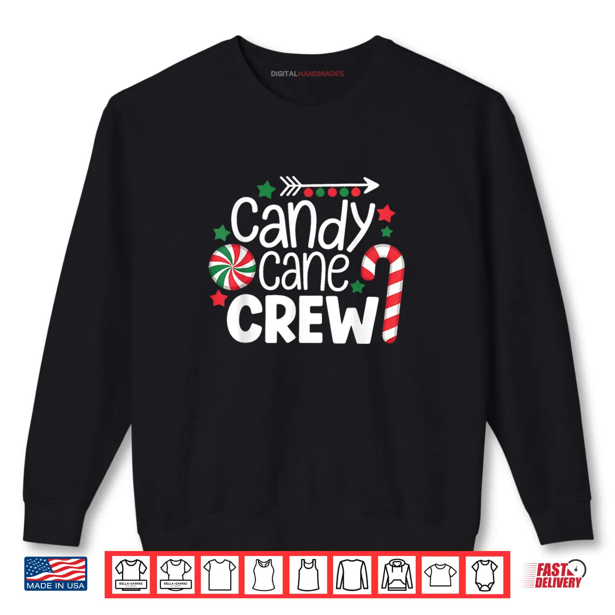 Christmas Candy Cane Crew Shirt Xmas Shirt Christmas Candy Cane Crew Shirt Xmas Shirt