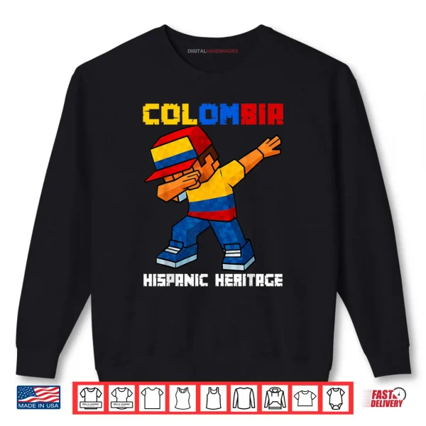 Sweatshirt Colombia Dab Boy Game Pixel Hispanic Heritage Colombian Shirt