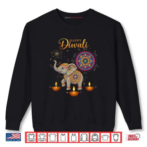 Sweatshirt Cute Elephant Happy Diwali Shirt