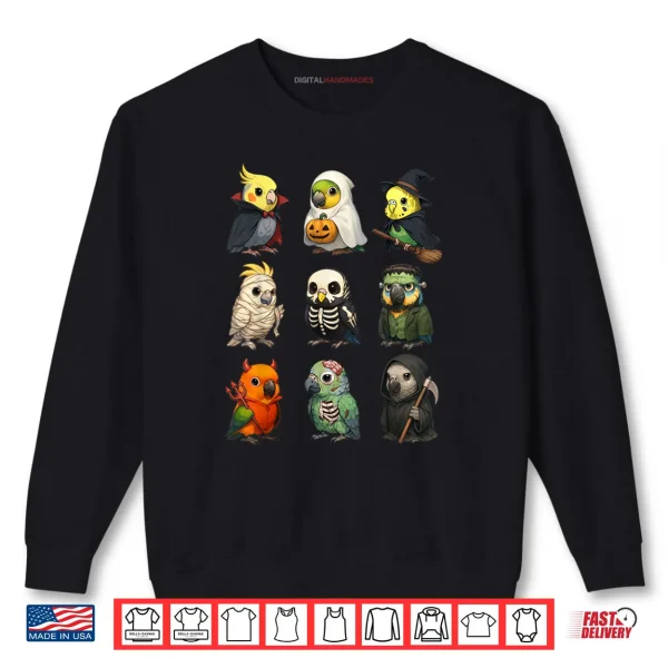 Sweatshirt Cute Parrot Birds Witch Boo Zombie Halloween Shirt