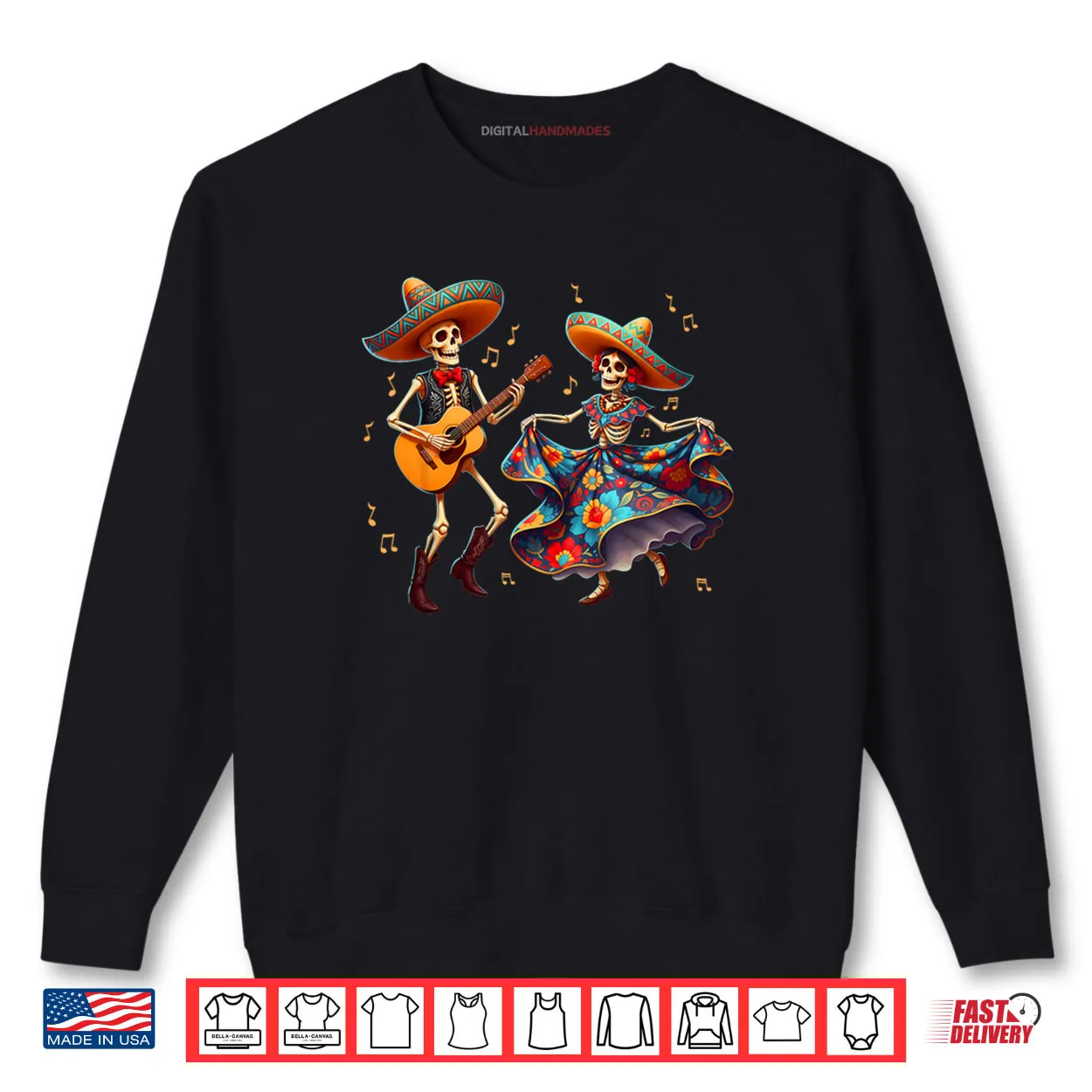 Dia De Los Muertos Dancing Skeletons Guitar Day of The Dead Shirt Dia De Los Muertos Dancing Skeletons Guitar Day of The Dead Shirt