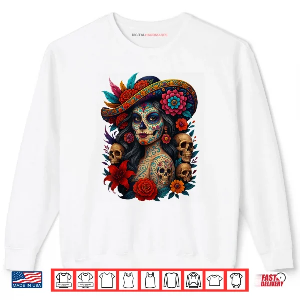 Sweatshirt Dia De Los Muertos Mexican Day of The Dead Floral Shirt