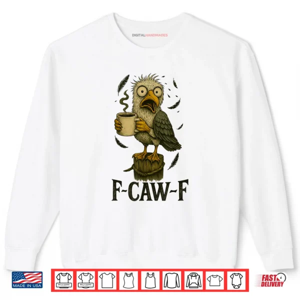 Sweatshirt FCawF Vintage Seagull Funny Tired Bird Drinking Coffee Shirt