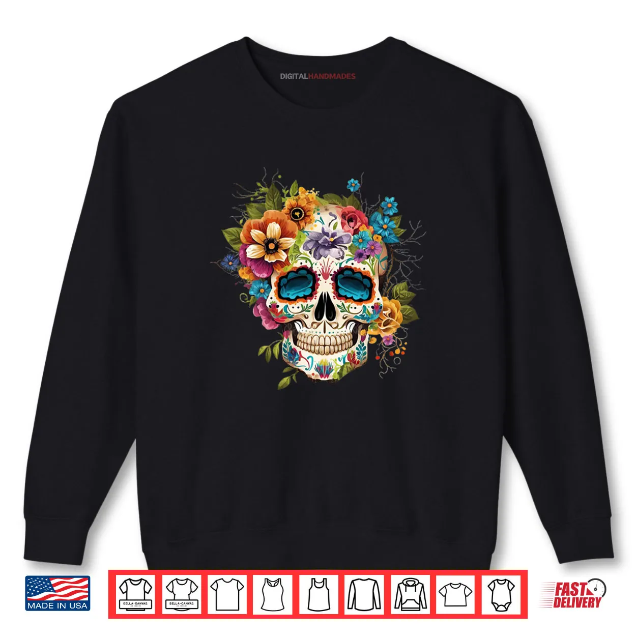 Floral Sugar Skull Dia de Los Muertos Gothic Day Of The Dead Shirt Floral Sugar Skull Dia de Los Muertos Gothic Day Of The Dead Shirt