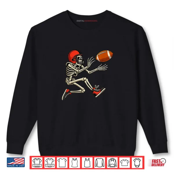 Sweatshirt Football Skeleton Catching a Football Gifts Funny Halloween Shirt