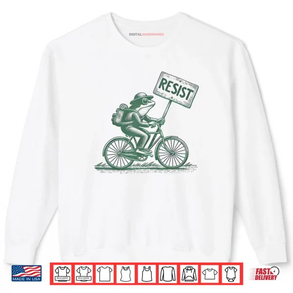 Sweatshirt Frog On Bike Resist Portland Frog Protest Shirt