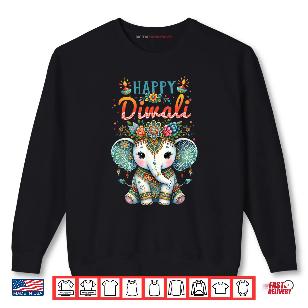 Happy Diwali 2025 Diya Rangoli Lamp Elephant Vintage Floral Shirt Happy Diwali 2025 Diya Rangoli Lamp Elephant Vintage Floral Shirt