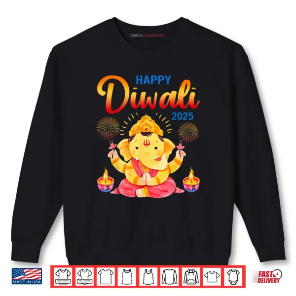 Happy Diwali 2025 Elephant Lamp Rangoli Diya Indian Family Shirt 1 Sweatshirt Happy Diwali 2025 Elephant Lamp Rangoli Diya Indian Family Shirt