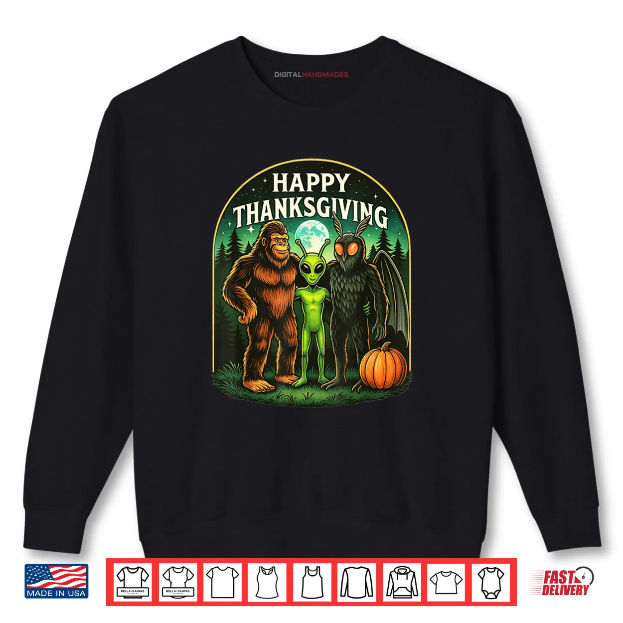 Happy Thanksgiving Shirt Men Bigfoot Alien Mothman Sasquatch Shirt Happy Thanksgiving Shirt Men Bigfoot Alien Mothman Sasquatch Shirt