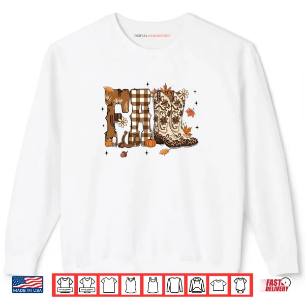 Sweatshirt Howdy Fall Country Western Cowboy Boots Thanksgiving Autumn Shirt