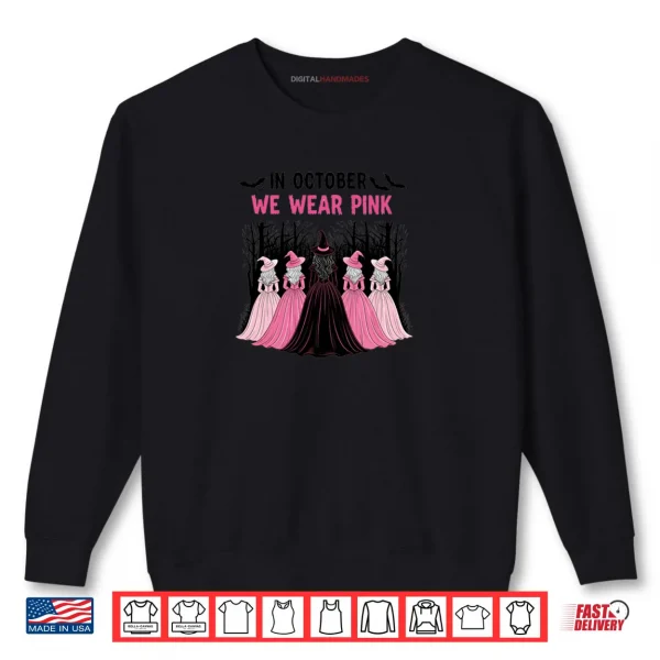 Sweatshirt In October We Wear Pink Halloween breast Cancer Awareness Shirt
